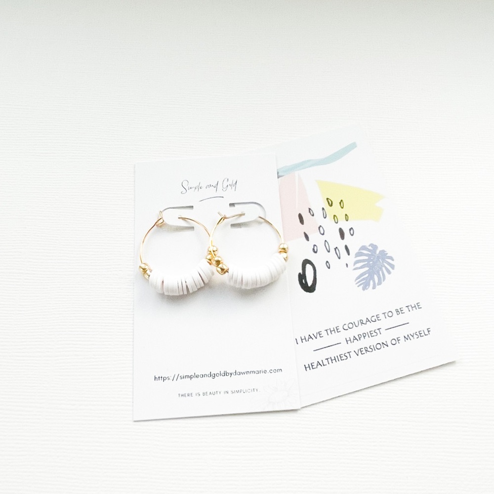 Beaded hoop earrings, gold hoops